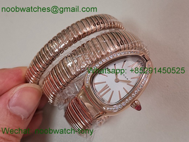 Bulgari Serpenti Rose Gold BVF 1:1 SuperClone Best White Dial Diamond SWISS ETA Quartz