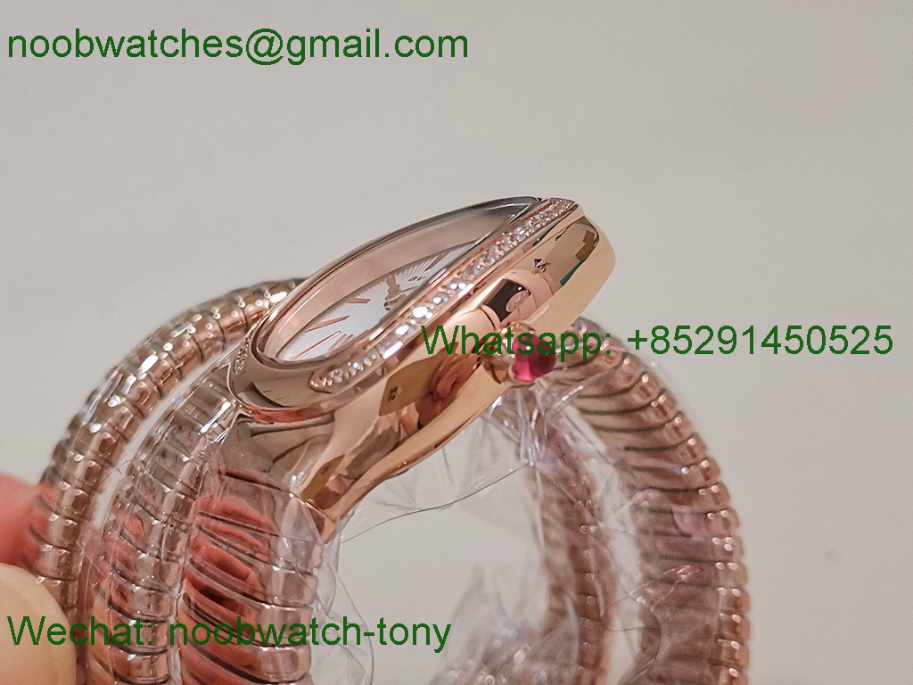 Bulgari Serpenti Rose Gold BVF 1:1 SuperClone Best White Dial Diamond SWISS ETA Quartz