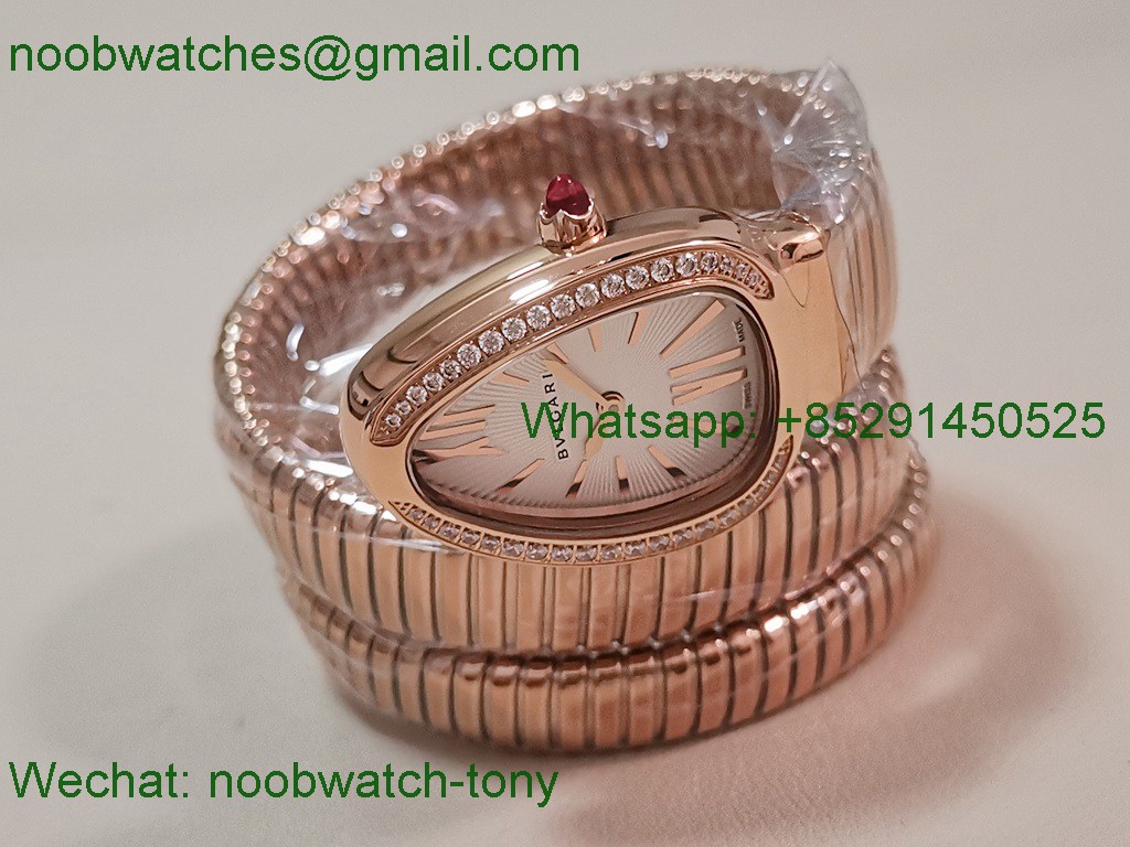 Bulgari Serpenti Rose Gold BVF 1:1 SuperClone Best White Dial Diamond SWISS ETA Quartz