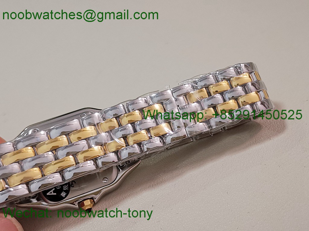 Replica Cartier Panthere Ladies 27mm SS Yellow Gold AF Best SuperClone White Dial Swiss Quartz
