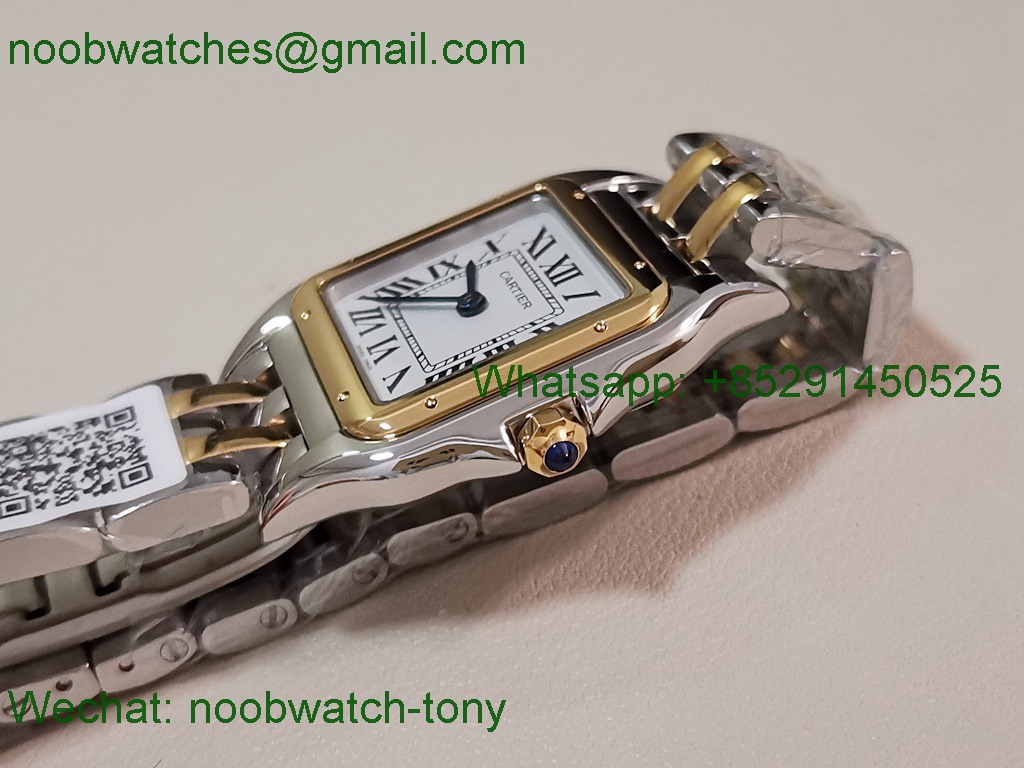 Replica Cartier Panthere Ladies 27mm SS Yellow Gold AF Best SuperClone White Dial Swiss Quartz