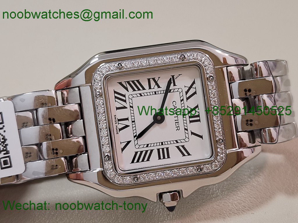 Replica Cartier Panthere Ladies 27mm AF Best SuperClone White Dial Diamond Swiss Quartz