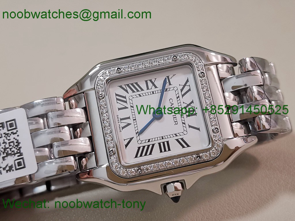 Replica Cartier Panthere Ladies 27mm AF Best SuperClone White Dial Diamond Swiss Quartz