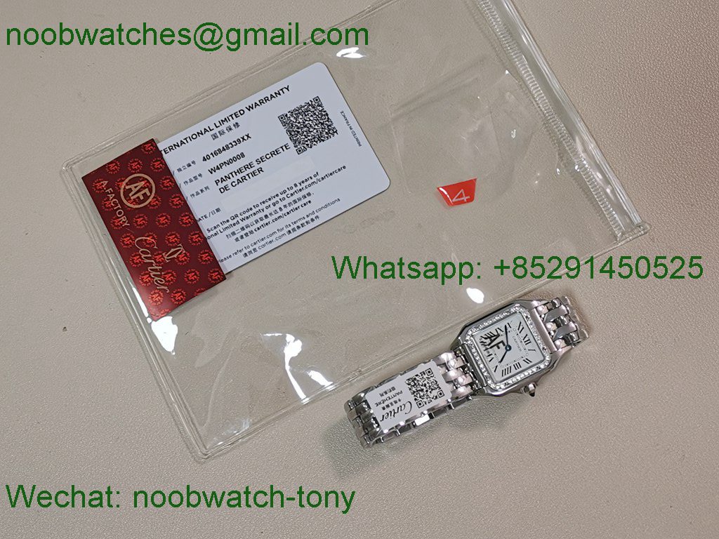Replica Cartier Panthere Ladies 27mm AF Best SuperClone White Dial Diamond Swiss Quartz