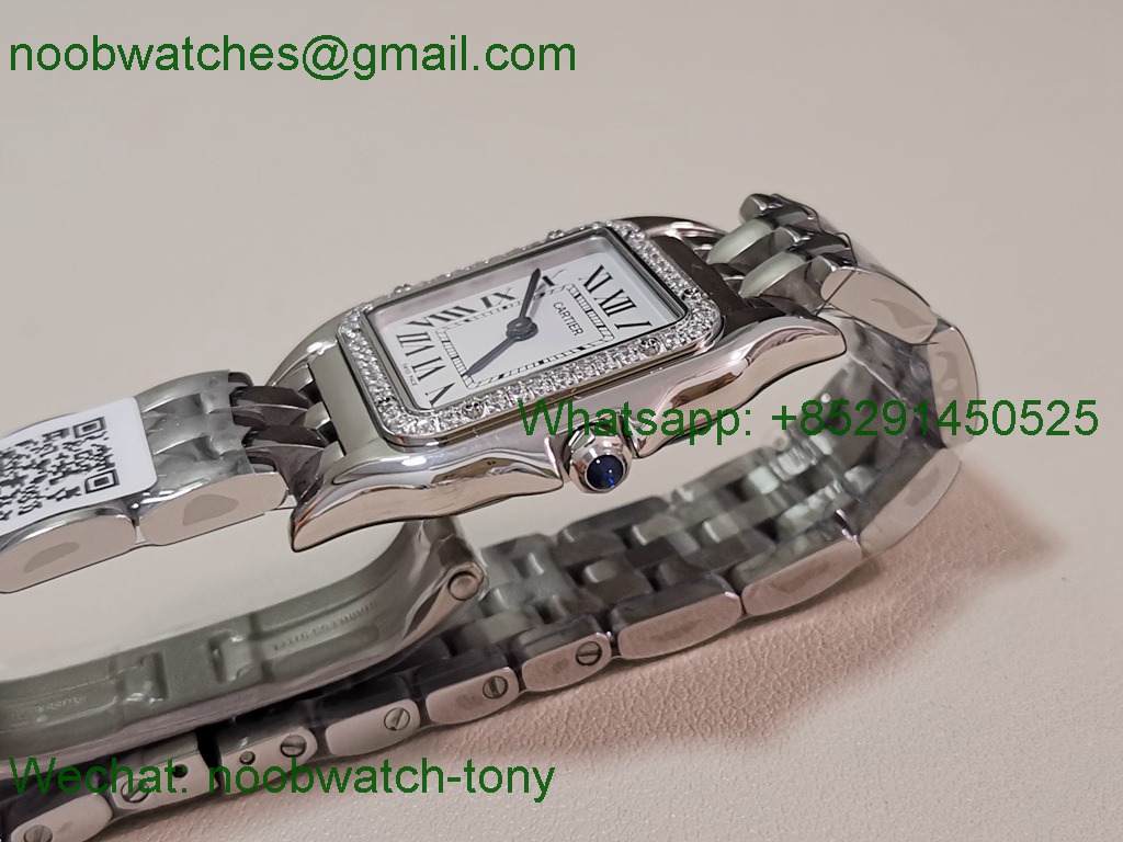 Replica Cartier Panthere Ladies 27mm AF Best SuperClone White Dial Diamond Swiss Quartz