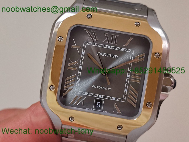Replica Cartier Santos 40mm Yellow Gold SS Gray Dial AF SuperClone Best MY9015