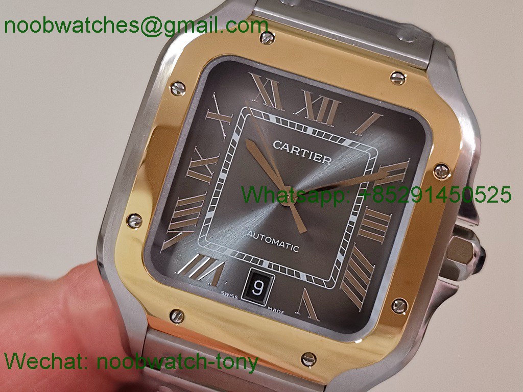 Replica Cartier Santos 40mm Yellow Gold SS Gray Dial AF SuperClone Best MY9015