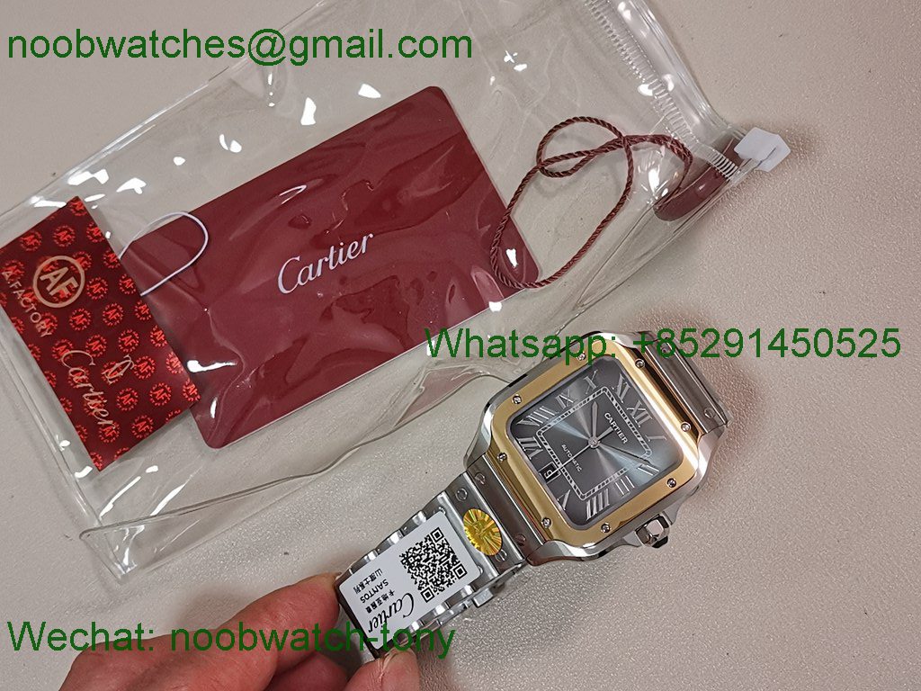 Replica Cartier Santos 40mm Yellow Gold SS Gray Dial AF SuperClone Best MY9015