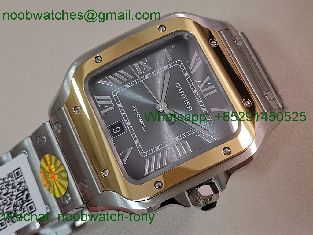 Replica Cartier Santos 40mm Yellow Gold SS Gray Dial AF SuperClone Best MY9015