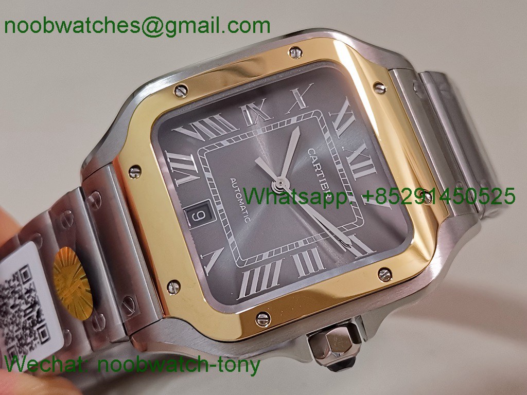 Replica Cartier Santos 40mm Yellow Gold SS Gray Dial AF SuperClone Best MY9015