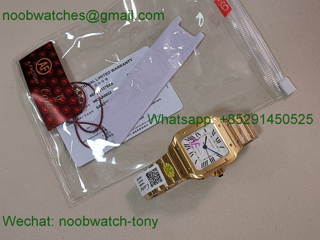 Replica Cartier Santos 35mm Yellow Gold SS White Dial AF SuperClone Best MY9015