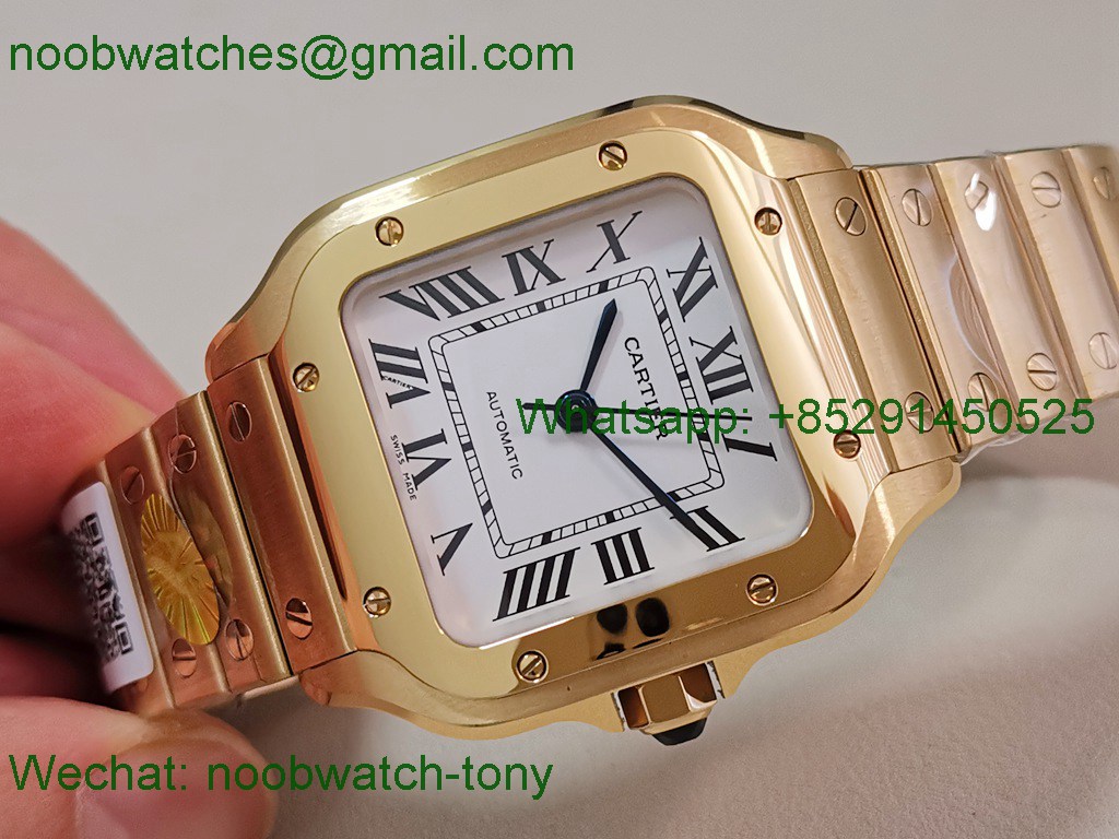 Replica Cartier Santos 35mm Yellow Gold SS White Dial AF SuperClone Best MY9015