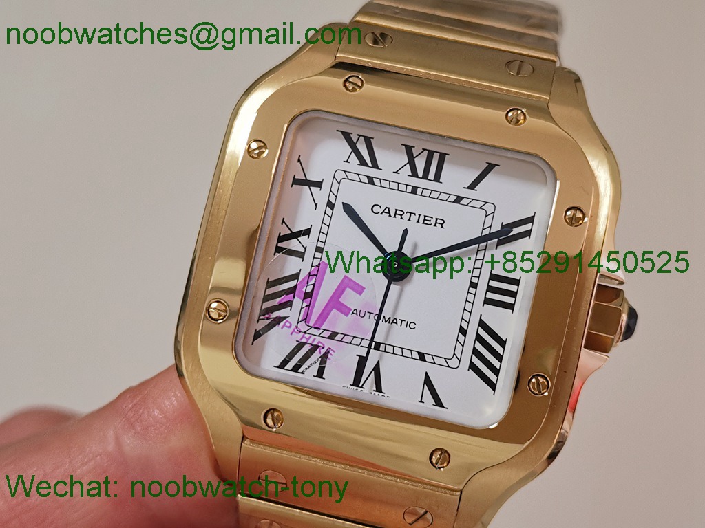 Replica Cartier Santos 35mm Yellow Gold SS White Dial AF SuperClone Best MY9015