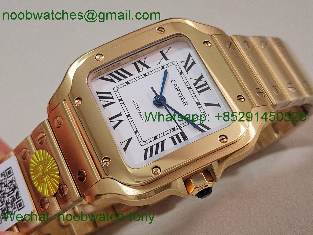 Replica Cartier Santos 35mm Yellow Gold SS White Dial AF SuperClone Best MY9015