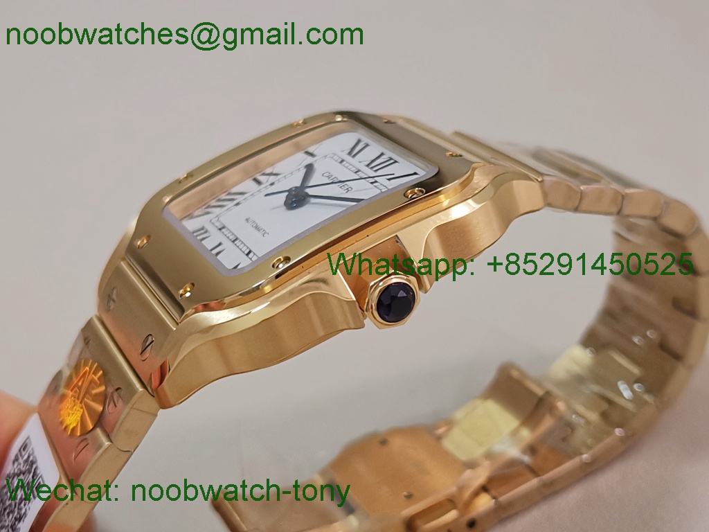 Replica Cartier Santos 35mm Yellow Gold SS White Dial AF SuperClone Best MY9015