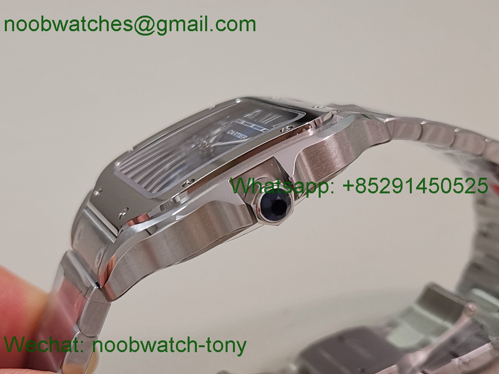 Replica Cartier Santos 35mm BVF 1:1 Best SuperClone Blue Dial SmartLinks  (Free Leather Strap) 