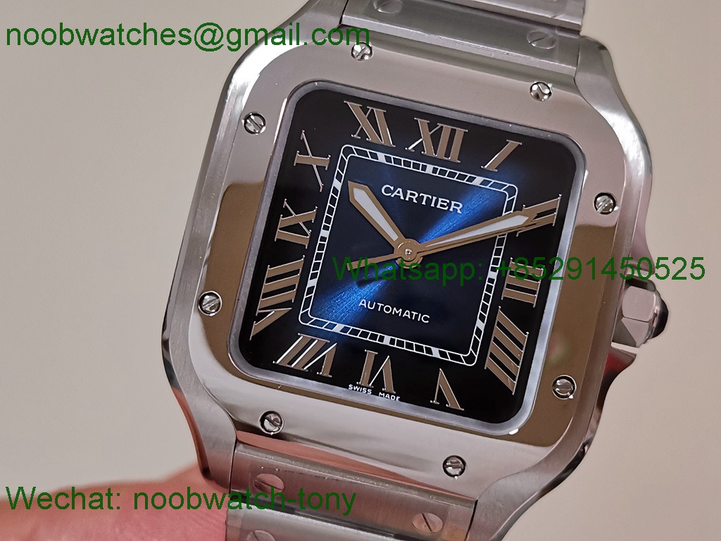 Replica Cartier Santos 35mm BVF 1:1 Best SuperClone Blue Dial SmartLinks  (Free Leather Strap) 