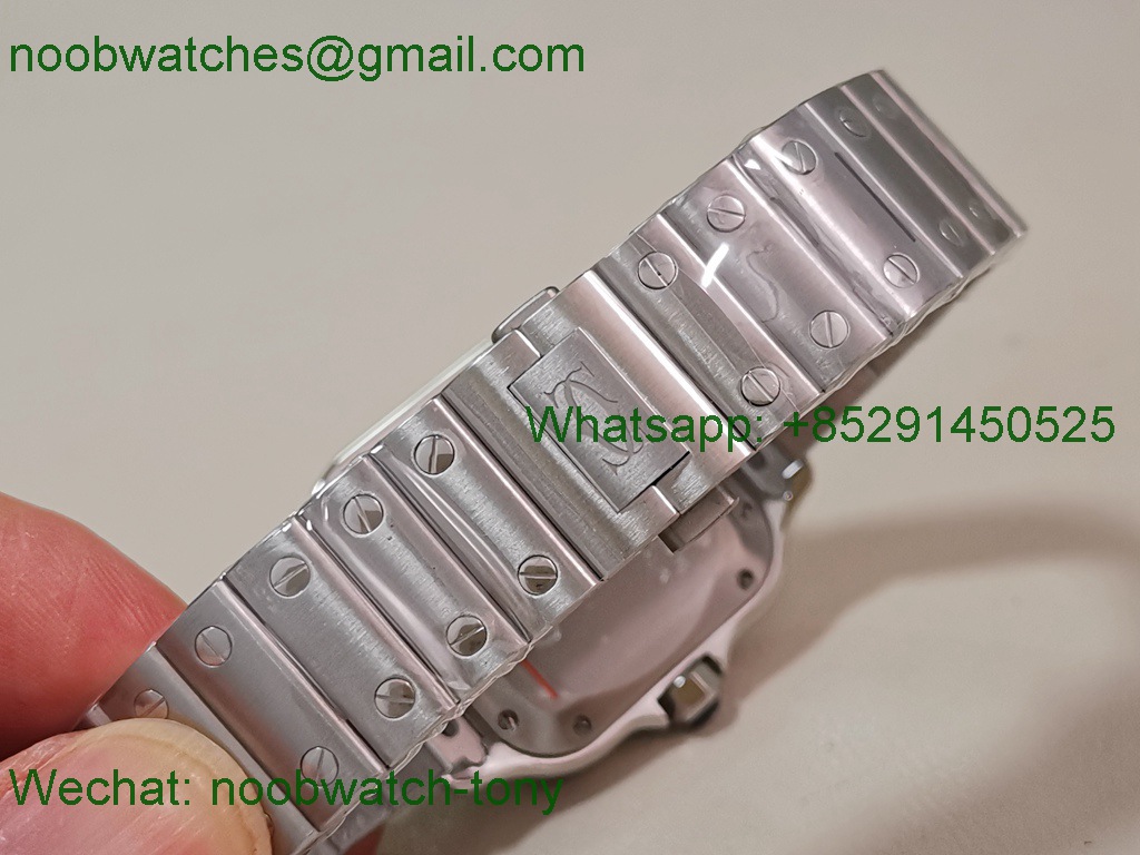 Replica Cartier Santos 35mm BVF 1:1 Best SuperClone Blue Dial SmartLinks  (Free Leather Strap) 