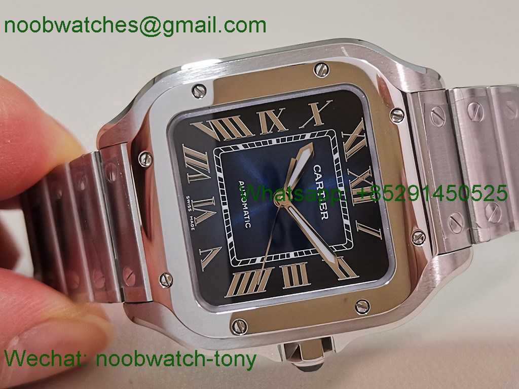 Replica Cartier Santos 35mm BVF 1:1 Best SuperClone Blue Dial SmartLinks  (Free Leather Strap) 