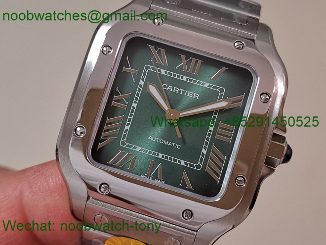 Replica Cartier Santos 35mm AF 1:1 Best SuperClone Green Dial SmartLinks V2
