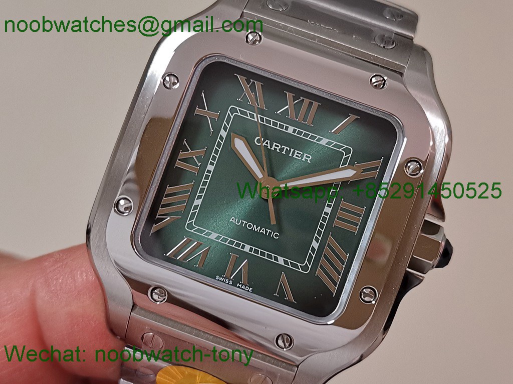 Replica Cartier Santos 35mm AF 1:1 Best SuperClone Green Dial SmartLinks V2