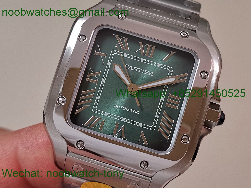 Replica Cartier Santos 35mm AF 1:1 Best SuperClone Green Dial SmartLinks V2