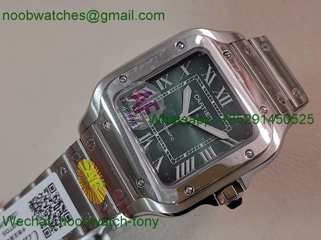 Replica Cartier Santos 35mm AF 1:1 Best SuperClone Green Dial SmartLinks V2