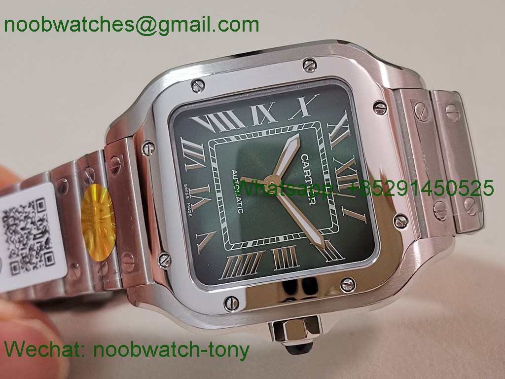 Replica Cartier Santos 35mm AF 1:1 Best SuperClone Green Dial SmartLinks V2