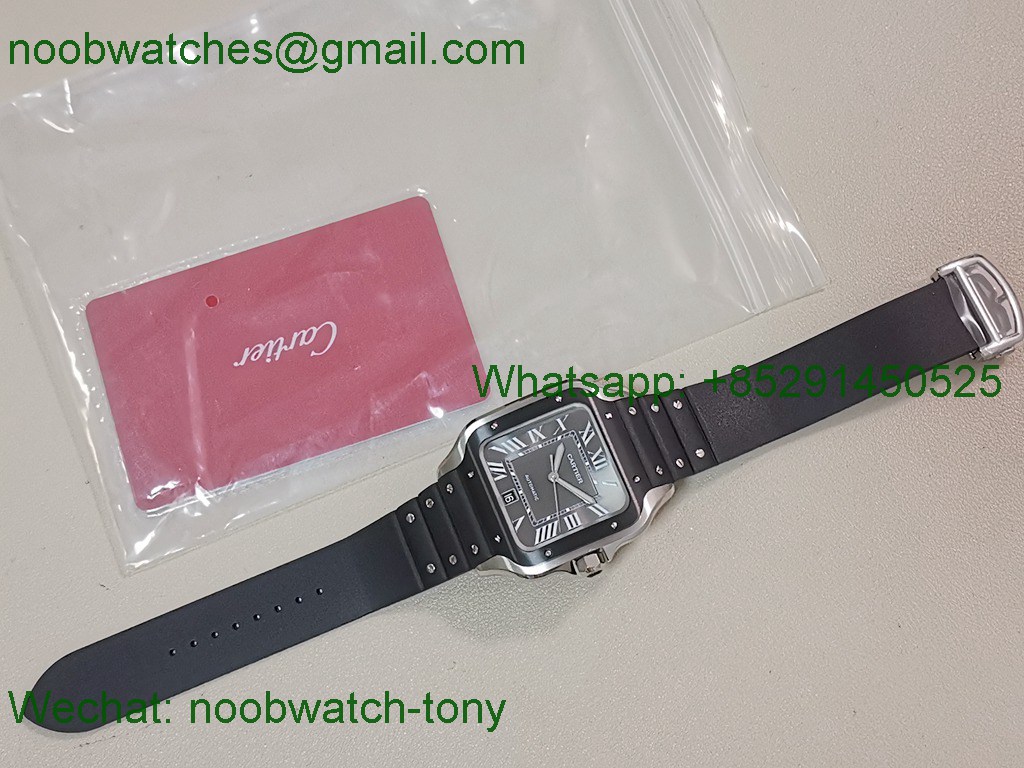 Replica Cartier Santos Mens XL Black Dial on Rubber AF SuperClone Best 9015