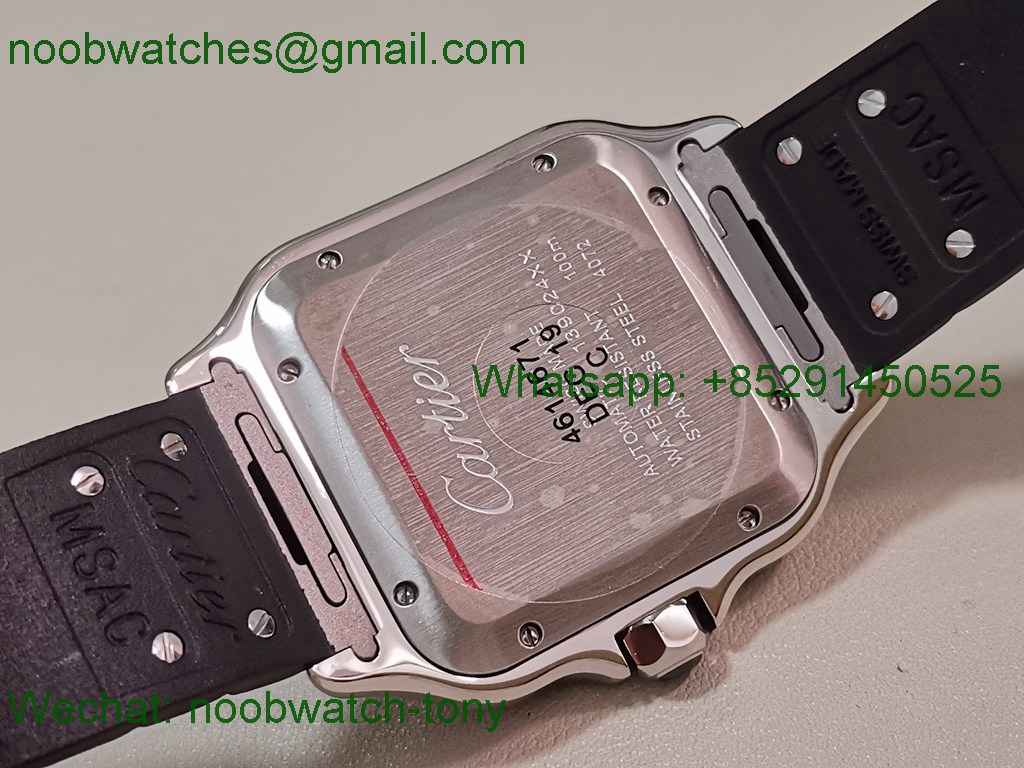 Replica Cartier Santos Mens XL Black Dial on Rubber AF SuperClone Best 9015