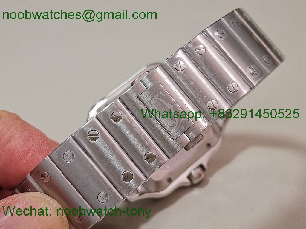 Replica Cartier Santos Mens XL Green Dial BVF Best SuperClone Steel Bracelet