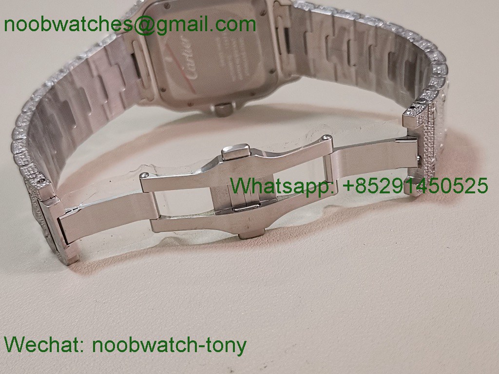 Replica Cartier Santos 40mm Mens XL Diamond Ice Out AMG Factory 8215