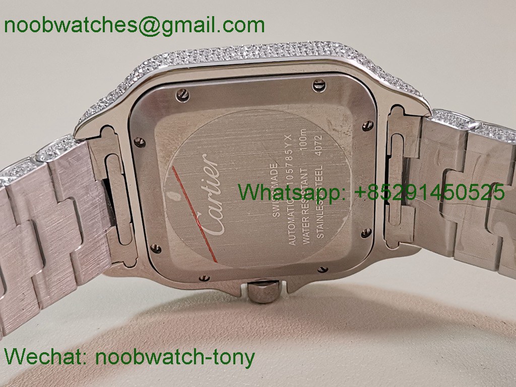 Replica Cartier Santos 40mm Mens XL Diamond Ice Out AMG Factory 8215