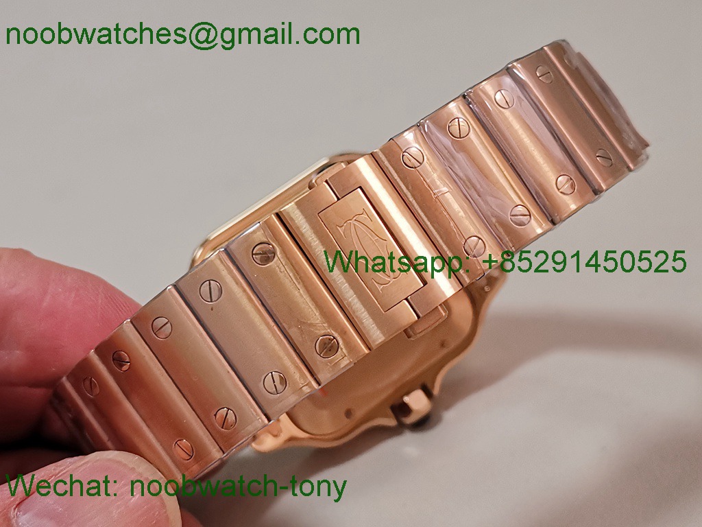 Replica Cartier Santos Mens XL Large 40mm Rose Gold White Dial AF Best SuperClone 