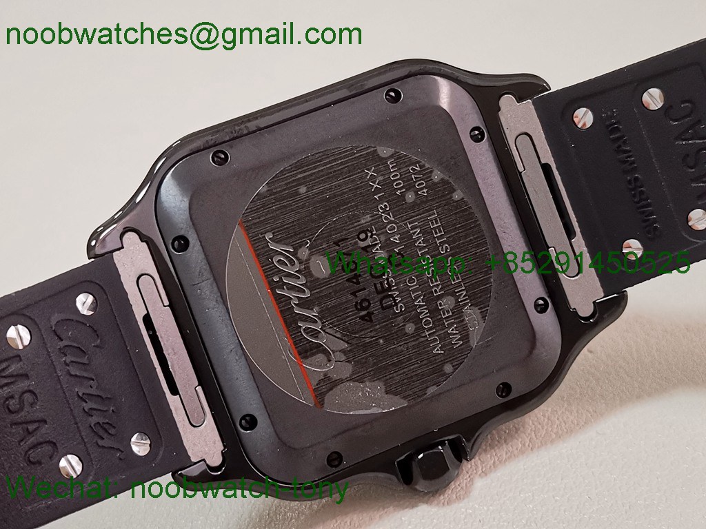 Replica Cartier Santos De Cartier Mens XL Black PVD on Rubber AF Best SuperClone 9015