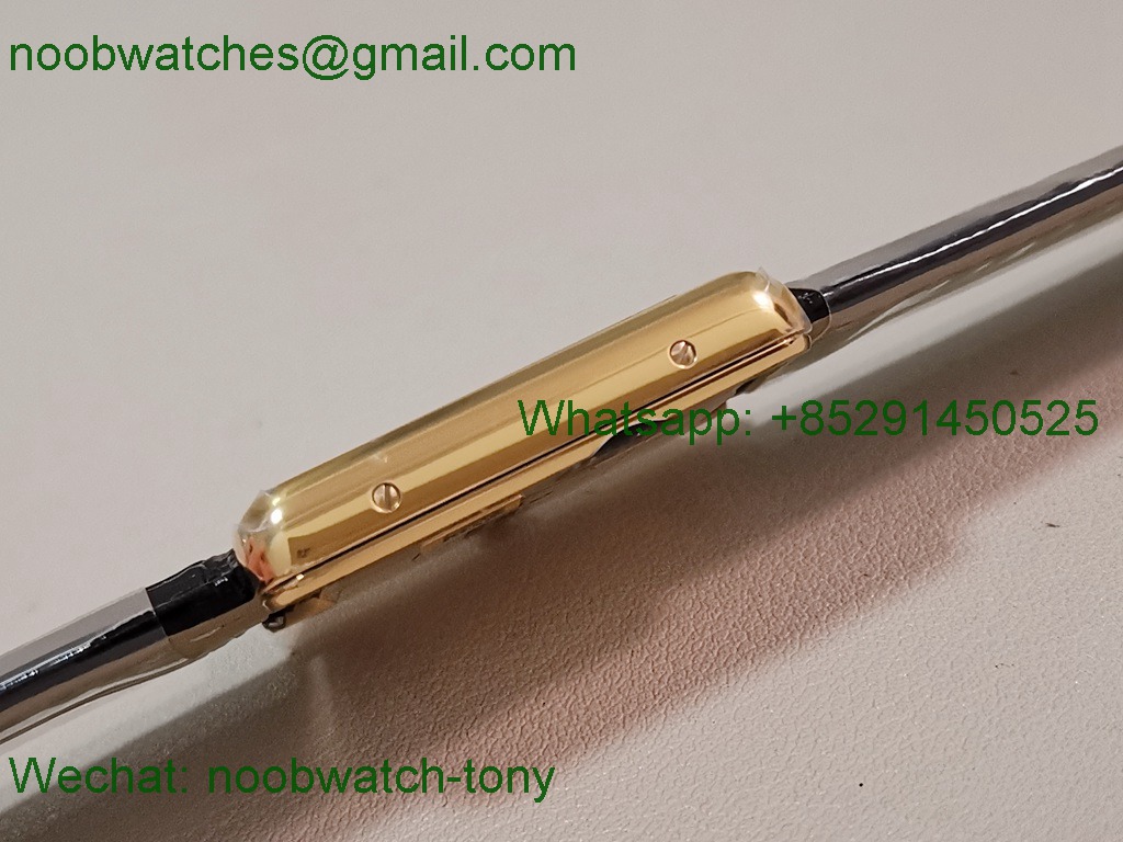 Replica Cartier Tank Louis Yellow Gold Black Dial on Leather AF Swiss Quartz