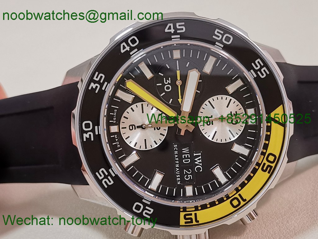 Replica IWC Aquatimer Chronograph IW376709 Black Yellow V6S A7750