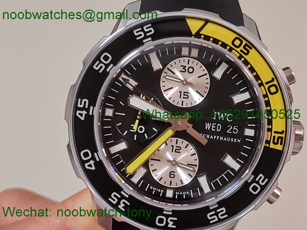 Replica IWC Aquatimer Chronograph IW376709 Black Yellow V6S A7750