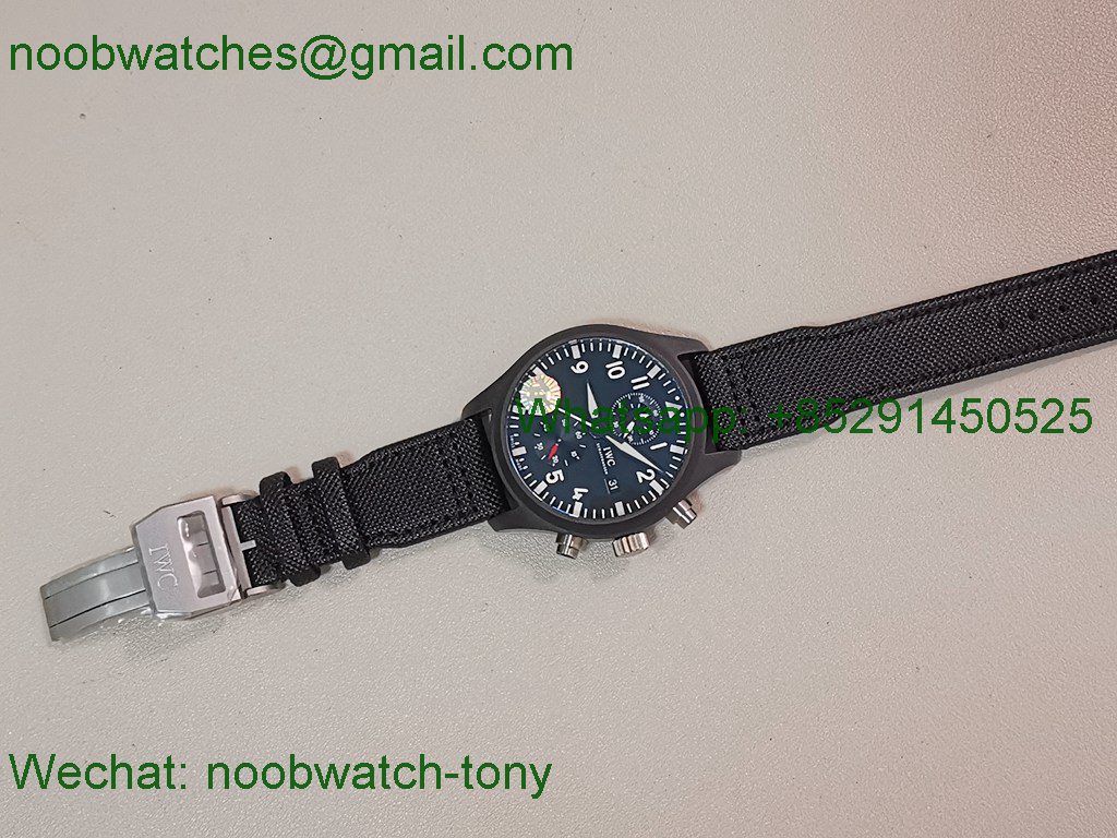 Replica IWC PILOT Chrono IW389001 Black Ceramic ZF 1:1 Best SuperClone Nylon 7750