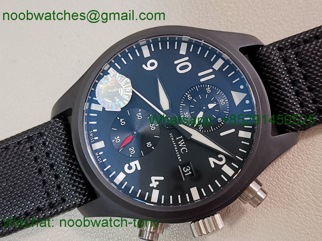 Replica IWC PILOT Chrono IW389001 Black Ceramic ZF 1:1 Best SuperClone Nylon 7750