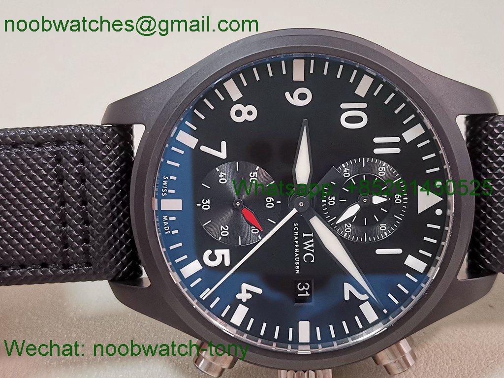 Replica IWC PILOT Chrono IW389001 Black Ceramic ZF 1:1 Best SuperClone Nylon 7750