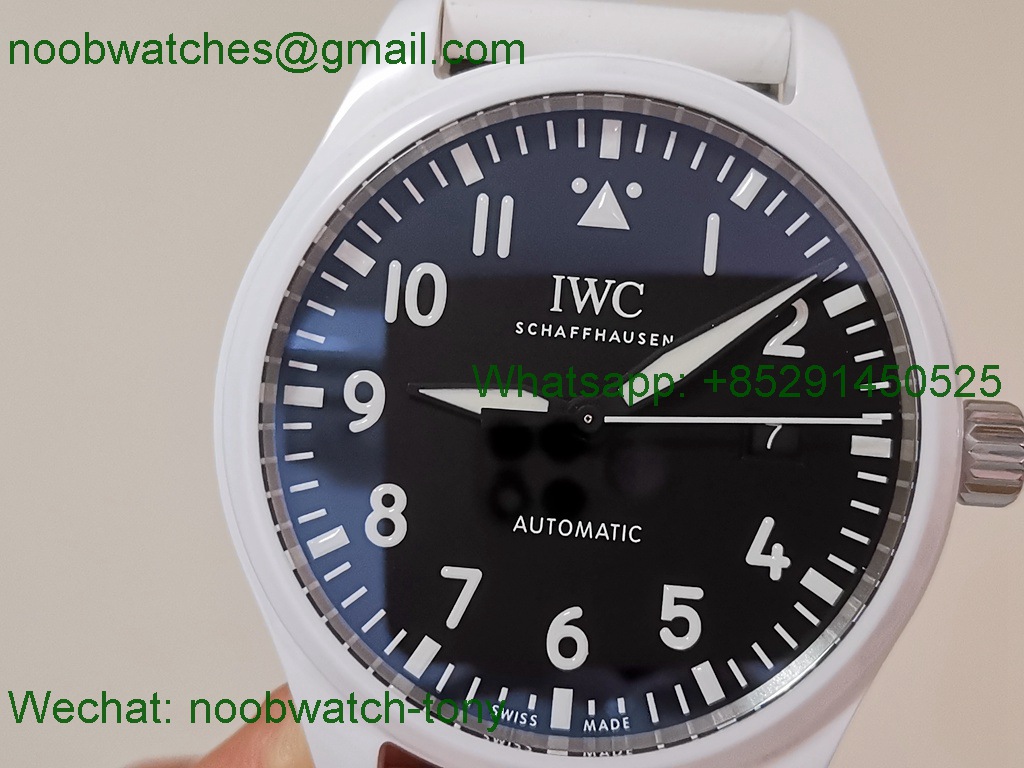 Replica IWC Top Gun Lake Tahoe White Ceramic Black Dial M+F Best SuperClone 