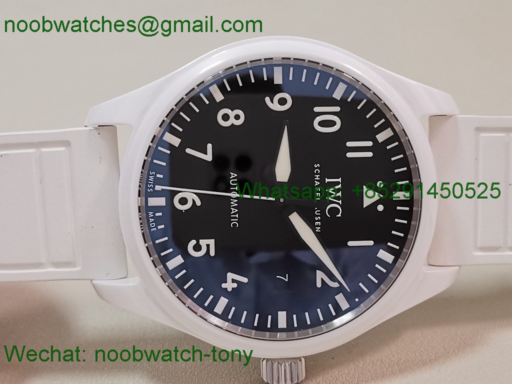 Replica IWC Top Gun Lake Tahoe White Ceramic Black Dial M+F Best SuperClone 