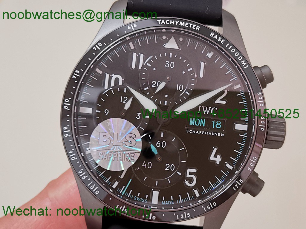 Replica IWC Pilot Chrono AMG IW388305 Sandblasting BLS Best SuperClone Black Dial 