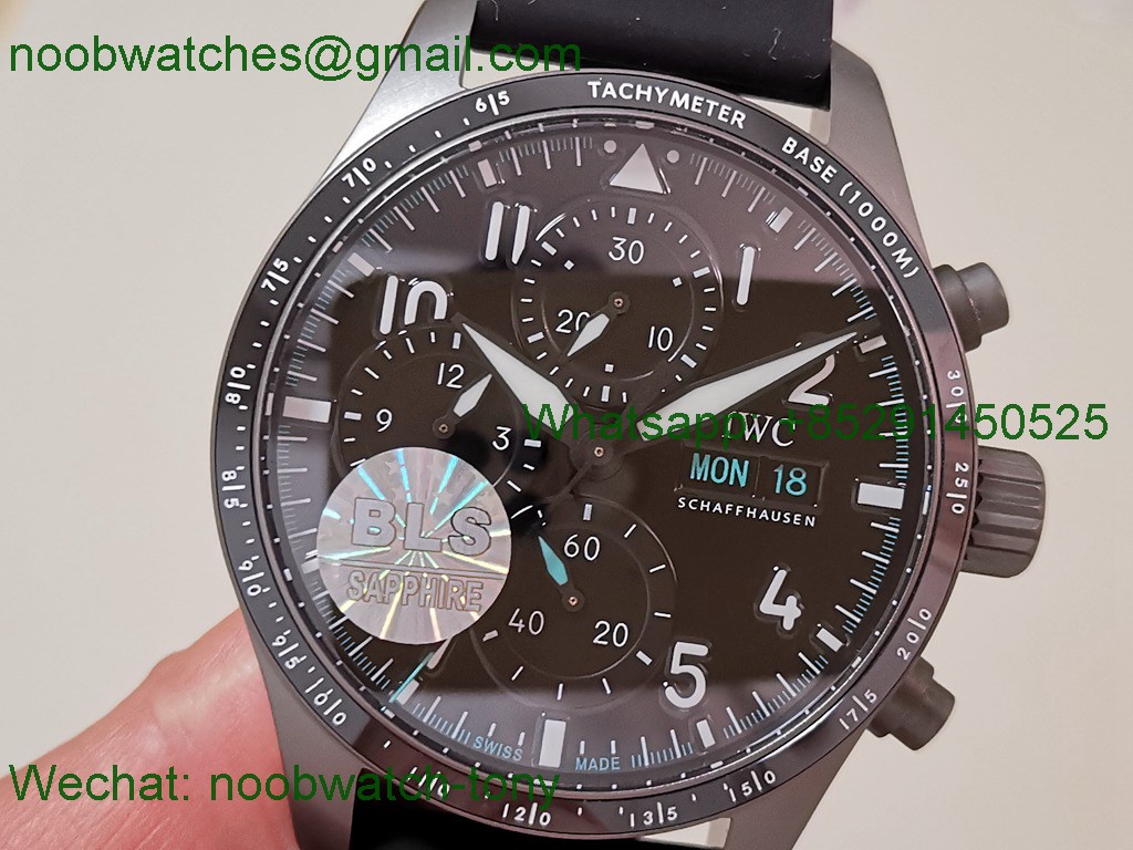 Replica IWC Pilot Chrono AMG IW388305 Sandblasting BLS Best SuperClone Black Dial 