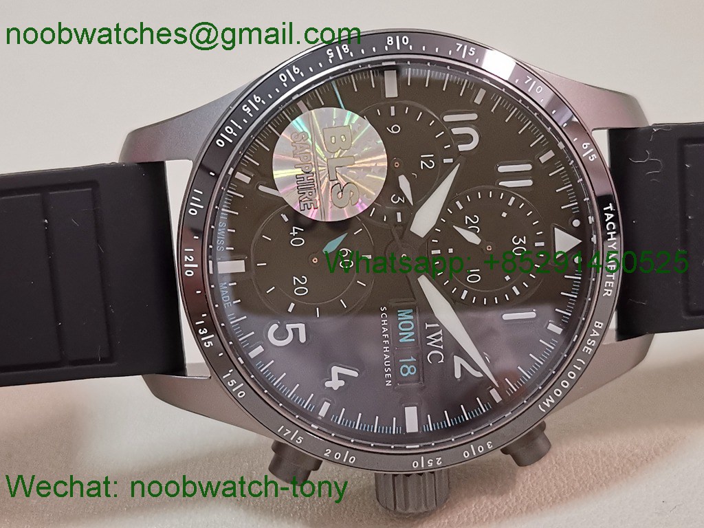 Replica IWC Pilot Chrono AMG IW388305 Sandblasting BLS Best SuperClone Black Dial 
