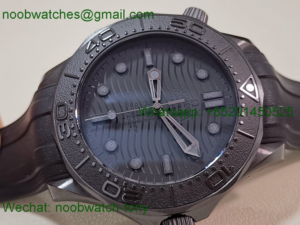 Replica OMEGA Seamaster Diver 300M Black Ceramic V4 VSF 1:1 Best SuperClone Black Dial Rubber 8806