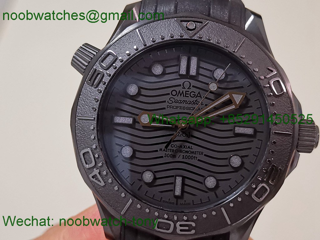 Replica OMEGA Seamaster Diver 300M Black Ceramic V4 VSF 1:1 Best SuperClone Black Dial Rubber 8806