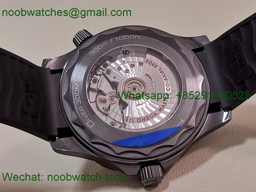Replica OMEGA Seamaster Diver 300M Black Ceramic V4 VSF 1:1 Best SuperClone Black Dial Rubber 8806