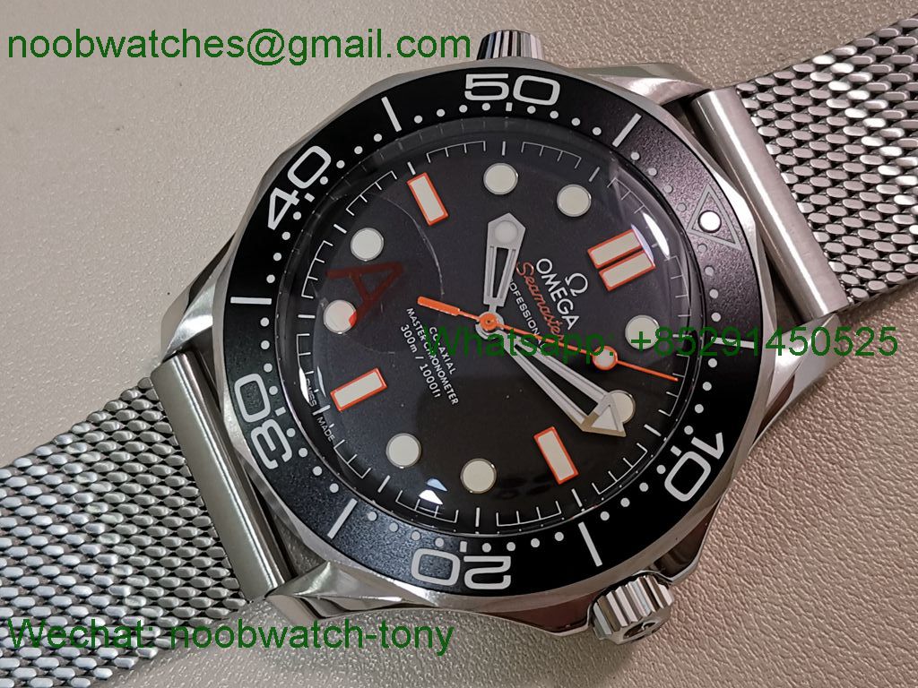 Replica OMEGA Seamaster 300M Diver Orange VSF 1:1 Best SuperClone Black Dial Mesh Bracelet 8806